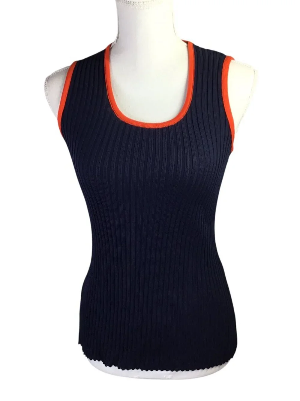 R & K Originals Vtg Twin Sweater Set Tank Cardigan Size 12 Ribbed Knit Nautical - Picture 6 of 11